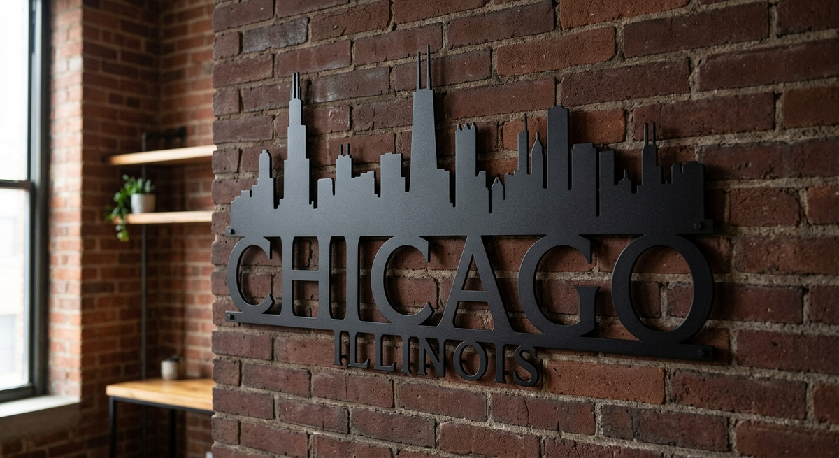 Chicago Illinois Skyline Metall Wanddeko – Bild 2