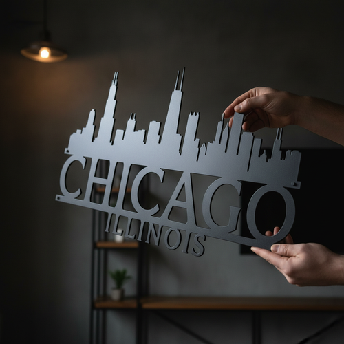Chicago Illinois Skyline Metall Wanddeko – Bild 1