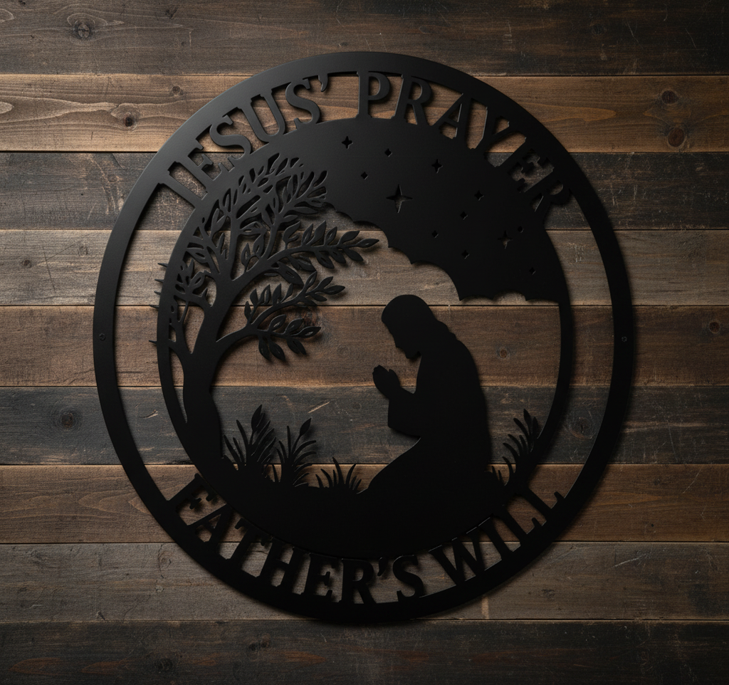 Betender Jesus in Gethsemane unter dem Baum Metallschild rund – Bild 3