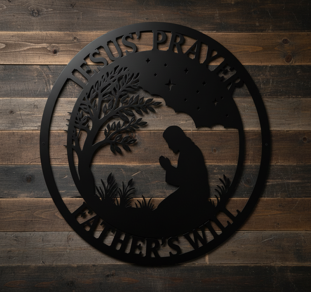 Betender Jesus in Gethsemane unter dem Baum Metallschild rund – Bild 3
