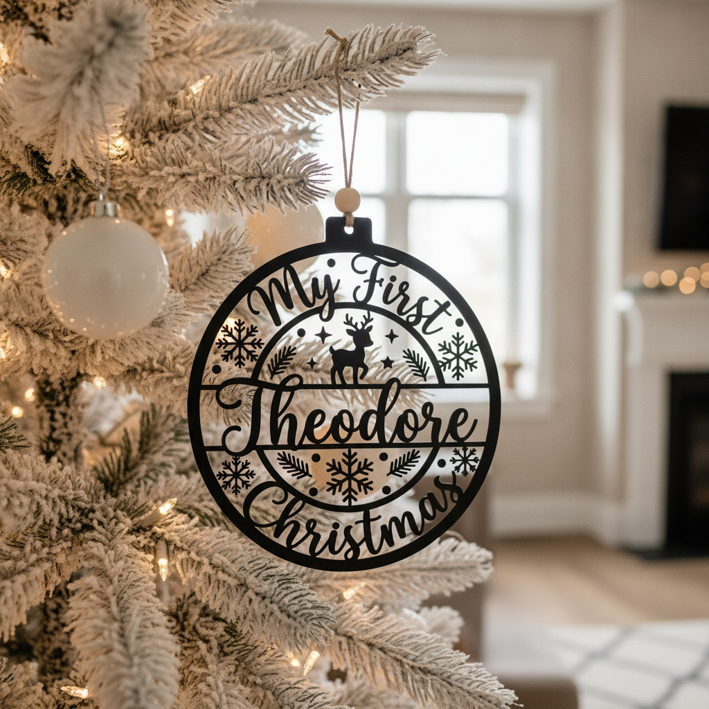 Personalisiertes Mein erstes Weihnachten Baby-Rentier Metallschild – Bild 2