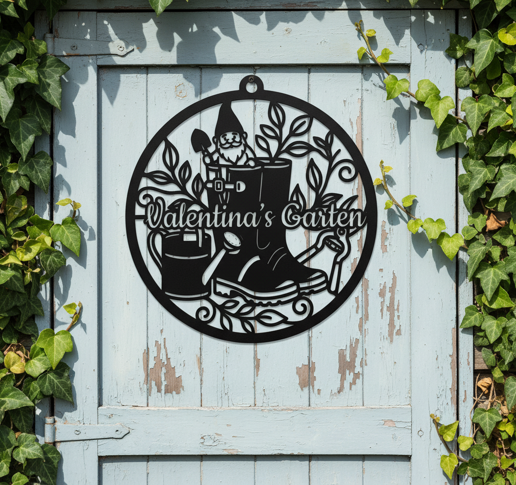 Personalisiertes Gartenschild mit Namen als Gartendeko aus schwarzem Stahl – Bild 7