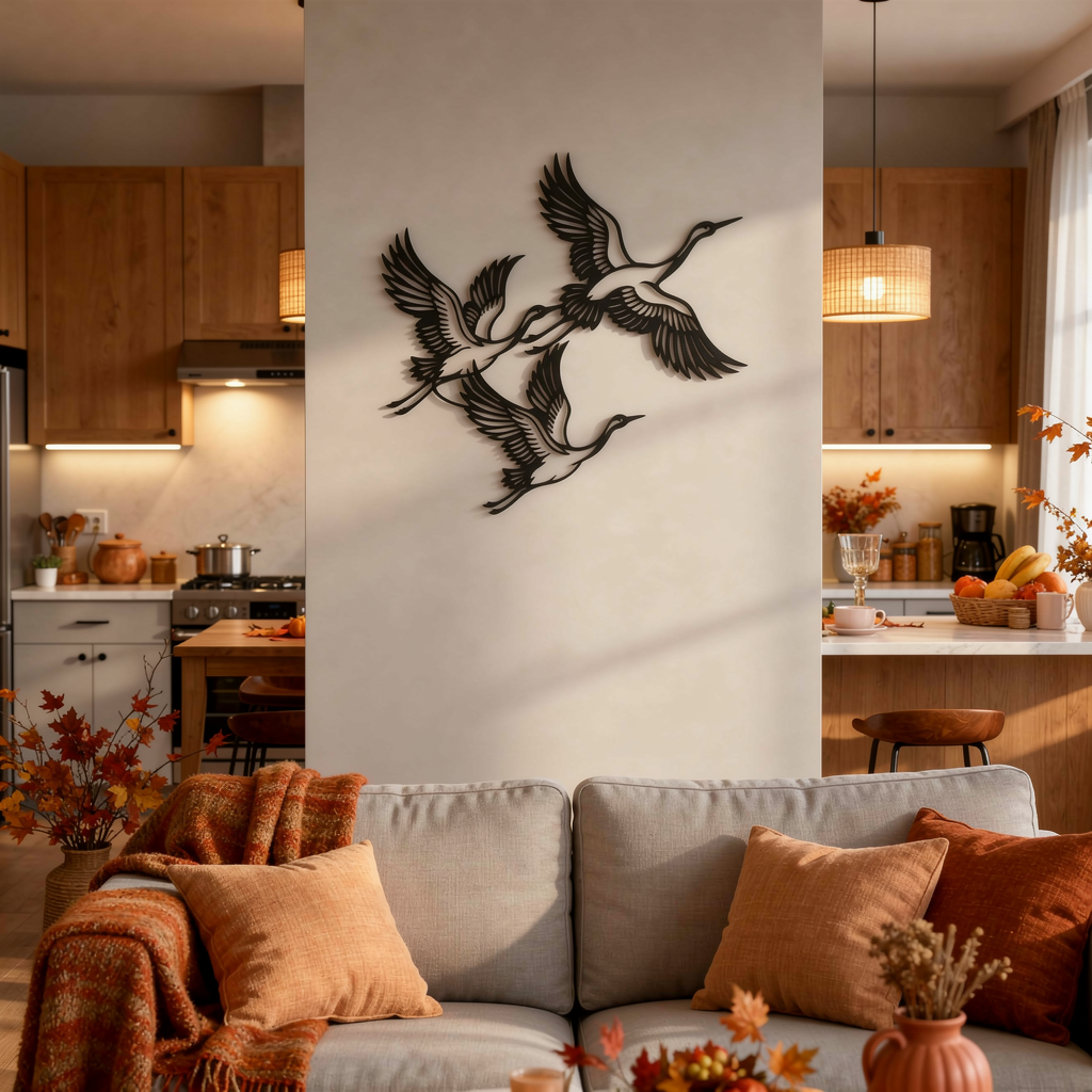 Fliegende Kraniche Vogelschwarm Metall Wanddeko – Bild 2