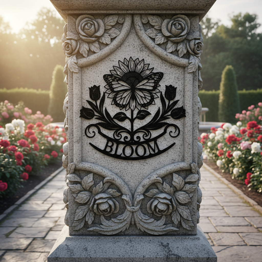 Bloom metal sign with sunflower, tulips and butterfly in black steel – image 10