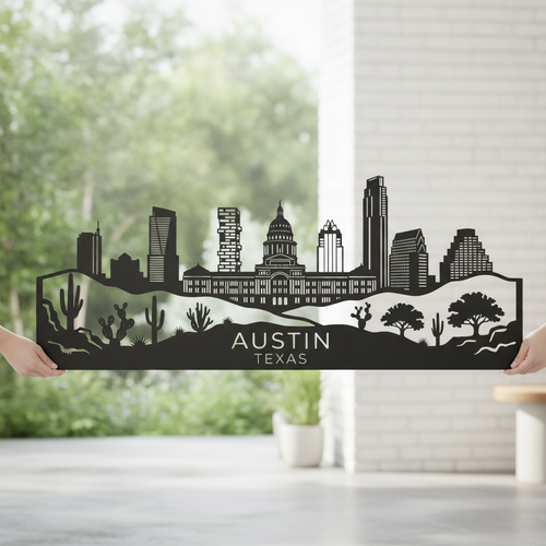 Austin Texas Skyline Metall Wanddeko – Bild 2
