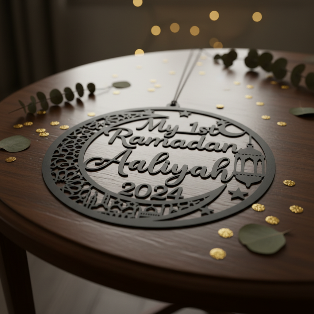 Personalized My 1st Ramadan metal sign with crescent moon and child name – image 5