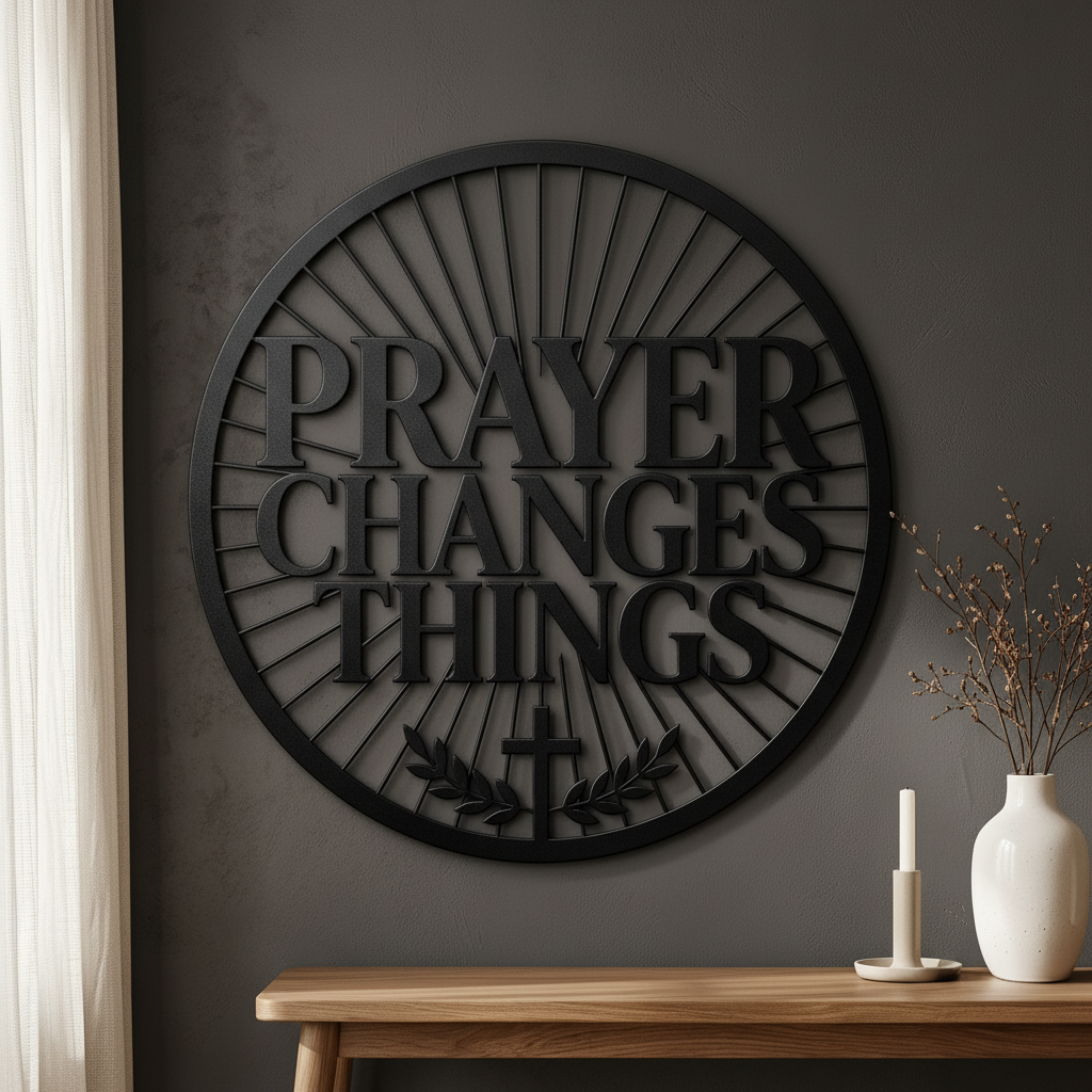 Personalisiertes Gebet Metallschild Prayer Changes Things aus schwarzem Stahl – Bild 10