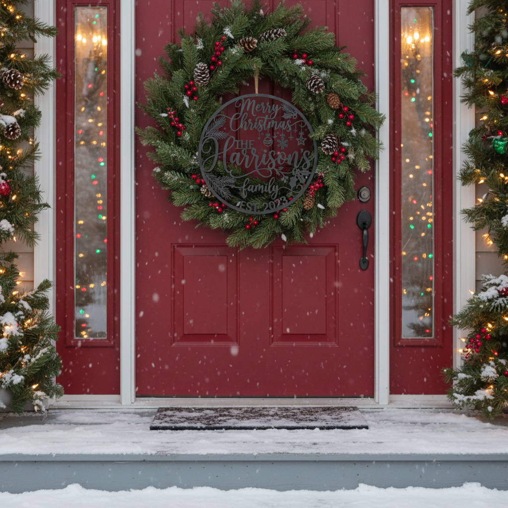 Personalisiertes Merry Christmas Familienschild – Bild 4