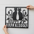 Happy Halloween schwarze Katzen Metallschild