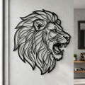 Personalized roaring lion head metal sign with name in black steel