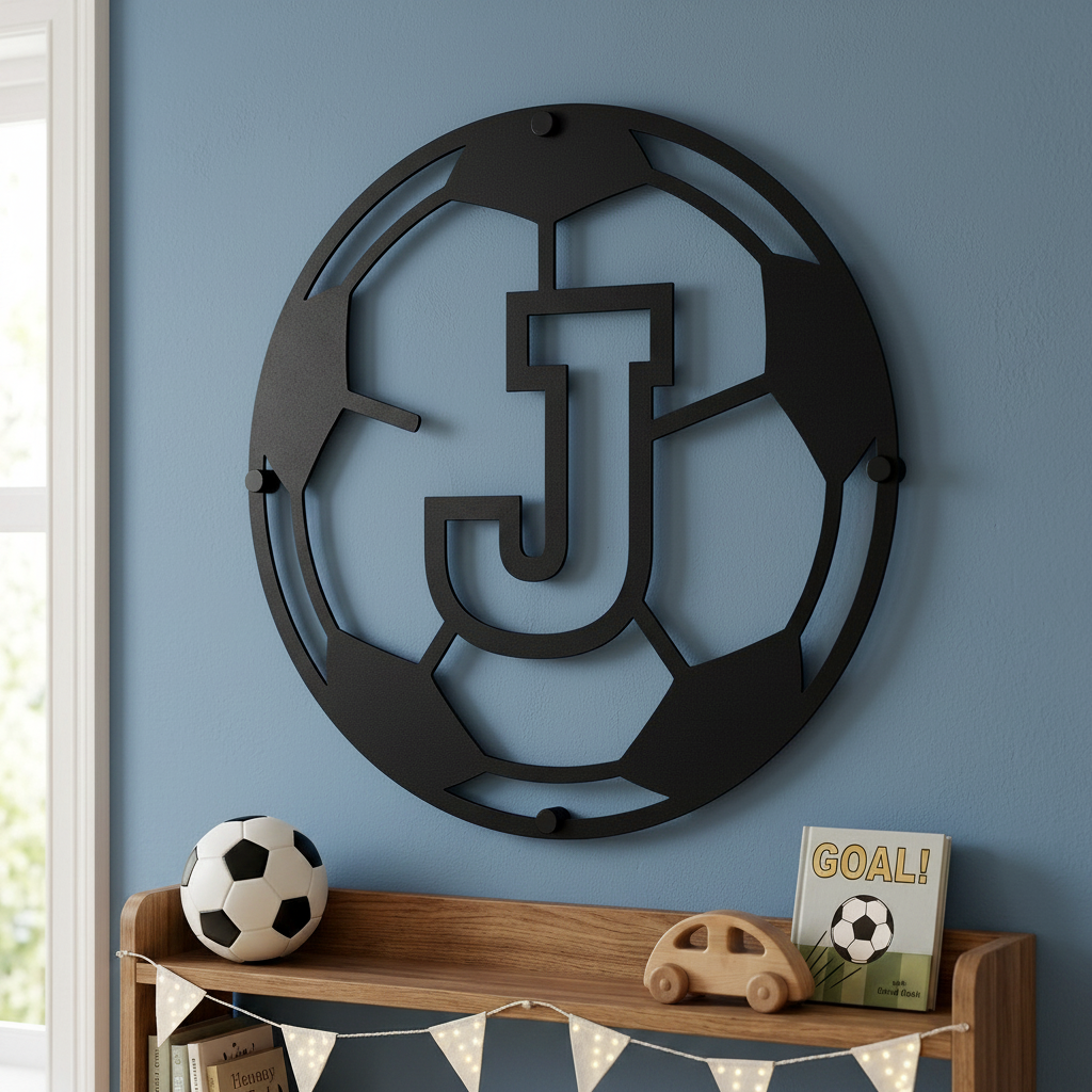 Personalisiertes Fußball Monogramm Metallschild – Bild 3