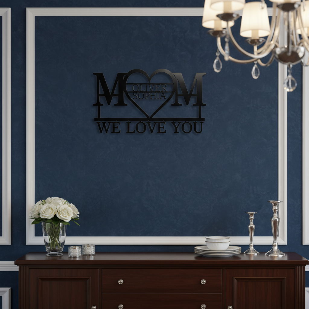 Personalisiertes Mama Metallschild in Herzform mit Namen aus schwarzem Stahl – Bild 9