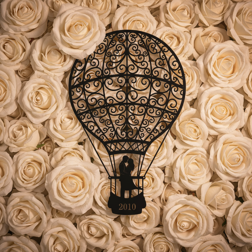 Personalized hot air balloon couple metal sign with names and year – image 4