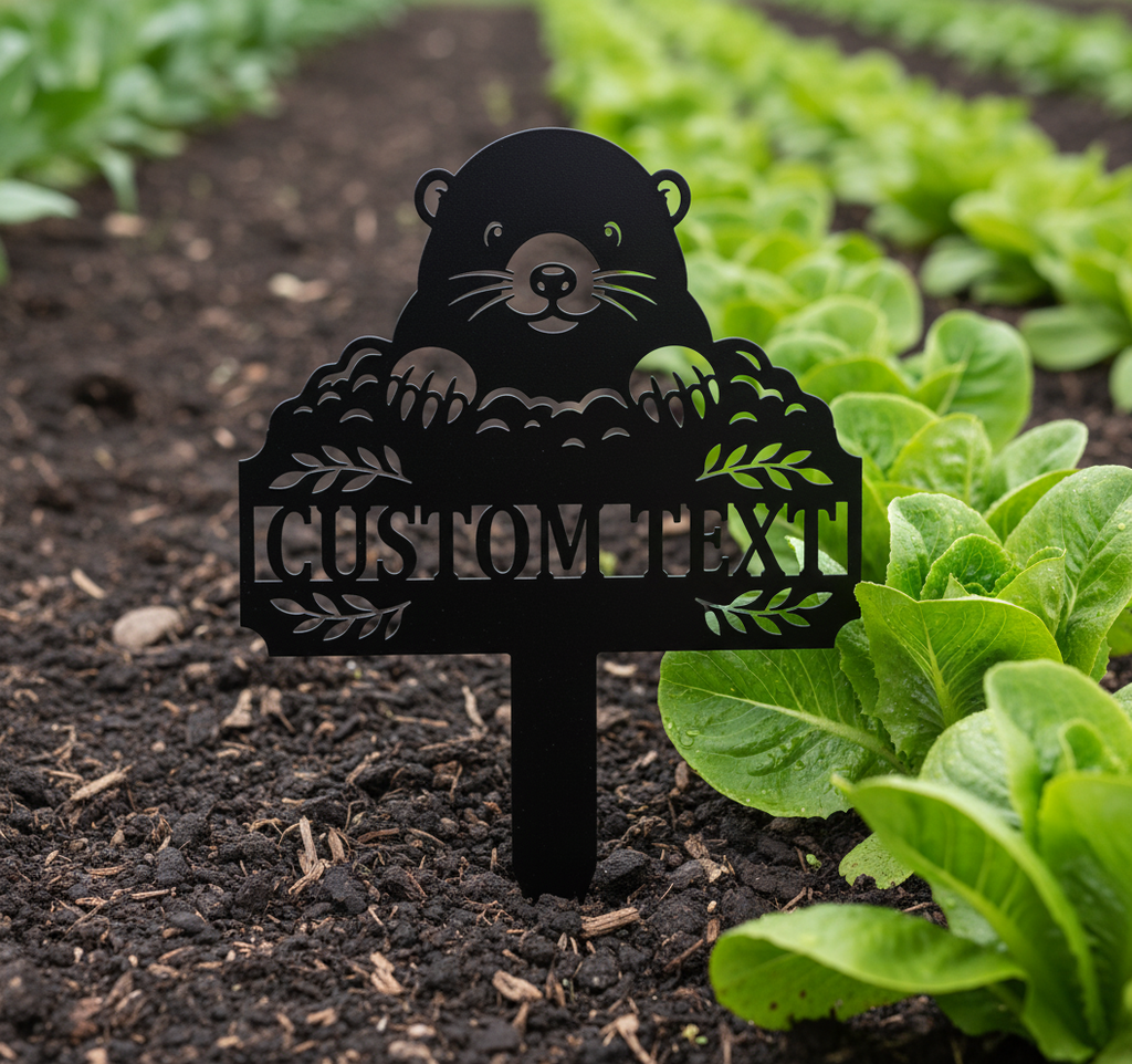 Personalisierter Maulwurf Gartenstecker mit Maulwurfshügel – Bild 7