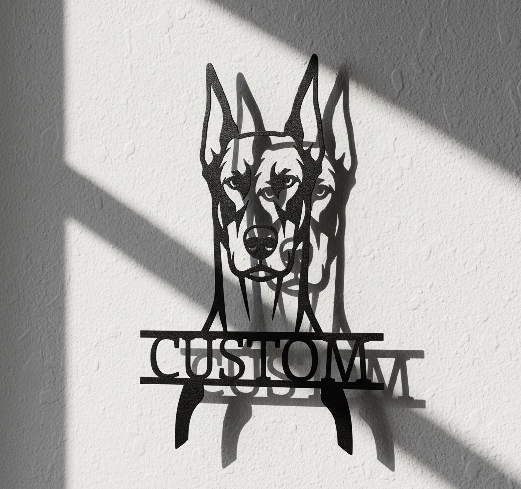 Personalisiertes Dobermann Kopf Metallschild – Bild 4