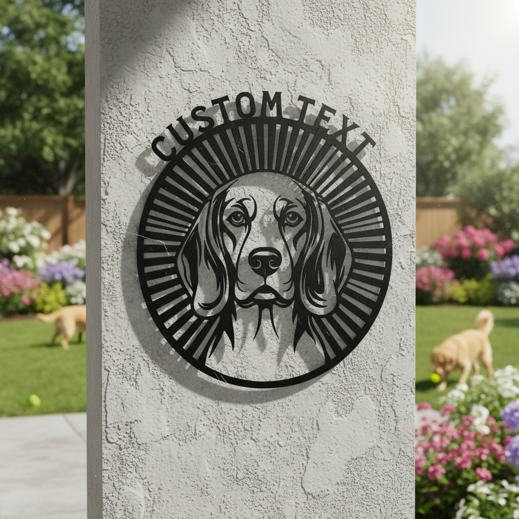 Personalisiertes Beagle Porträt Metallschild rund – Bild 8