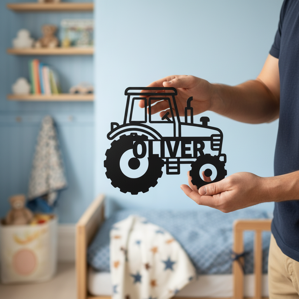 Personalisiertes Traktor Kindername Metallschild – Bild 5