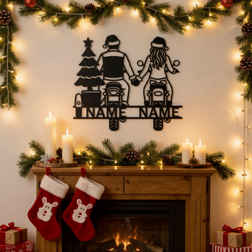 Personalisiertes Weihnachts-Biker-Paar Metallschild – Bild 2
