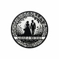 Personalized bride and groom silhouette metal sign with names and wedding date