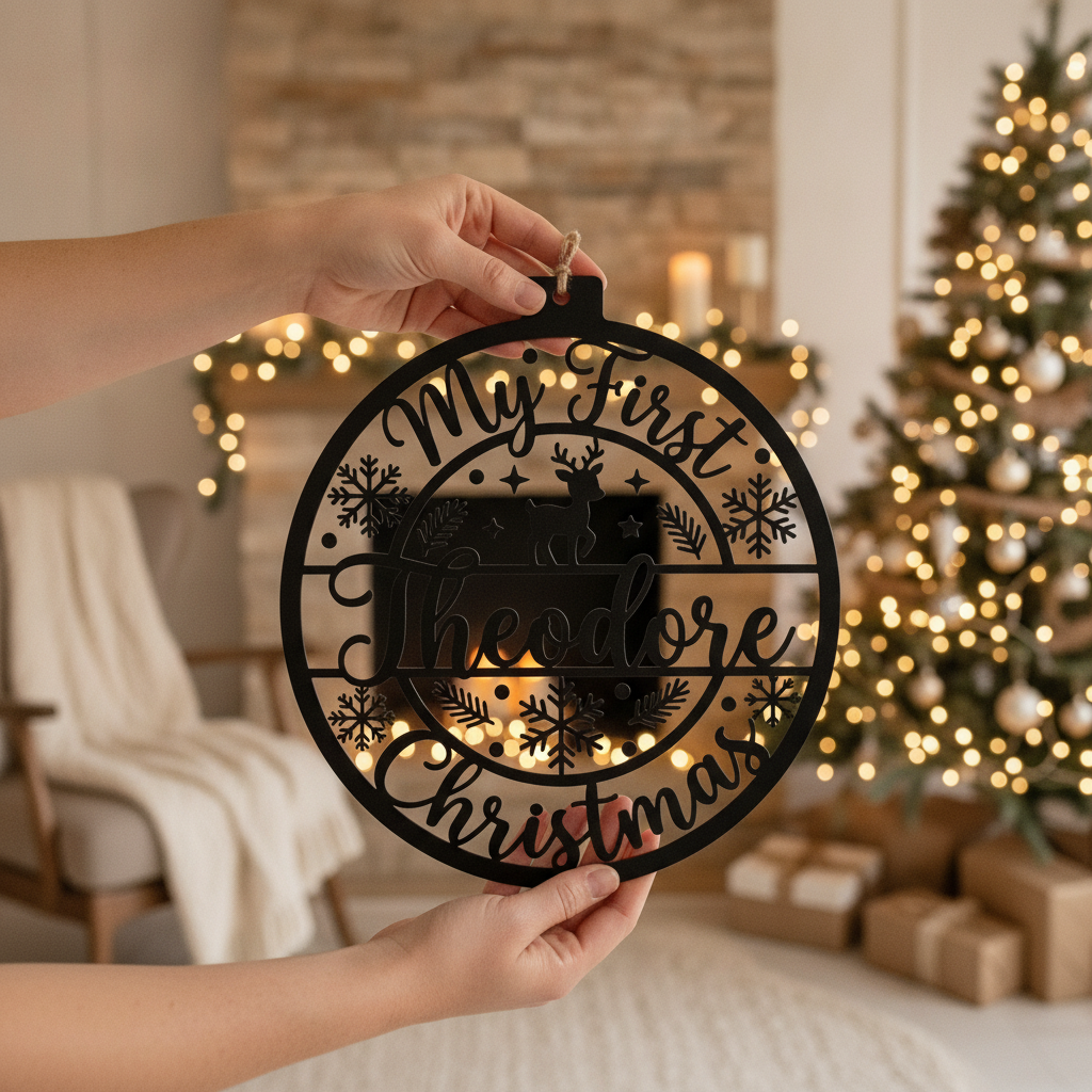 Personalisiertes Mein erstes Weihnachten Baby-Rentier Metallschild – Bild 9