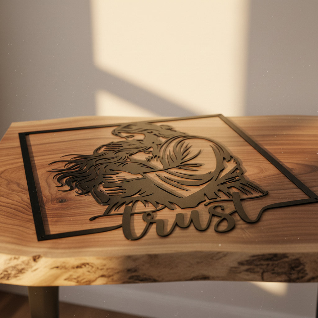 Personalized Jesus embrace metal sign with Trust in Jesus in black steel – image 6