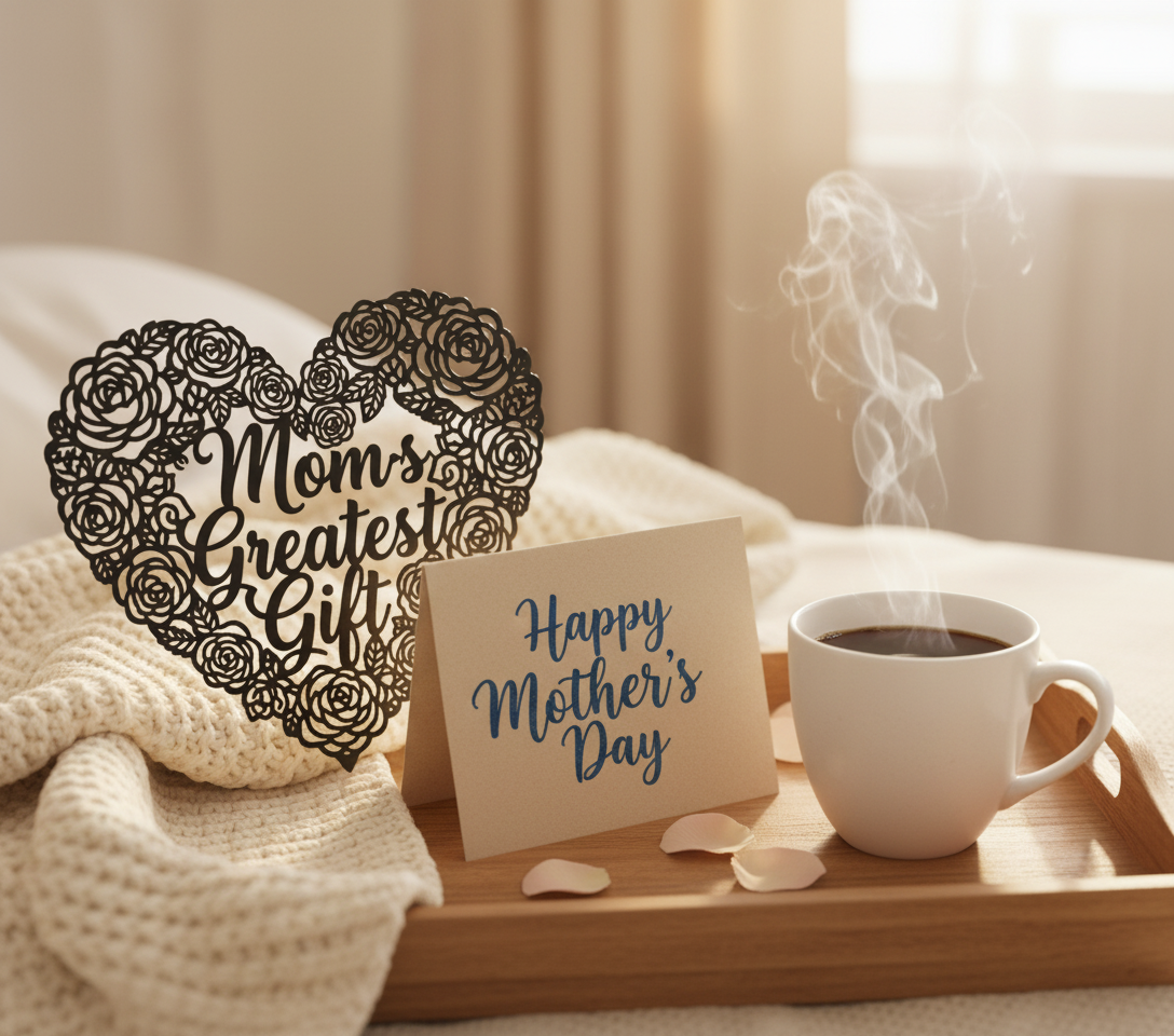 Mom's Greatest Gift Metallschild mit Rose und Herz – Bild 2