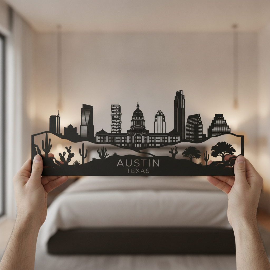 Austin Texas Skyline Metall Wanddeko – Bild 3