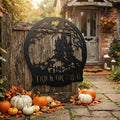 Halloween Spukhaus mit Fledermäusen Trick or Treat Metallschild rund – Bild 1