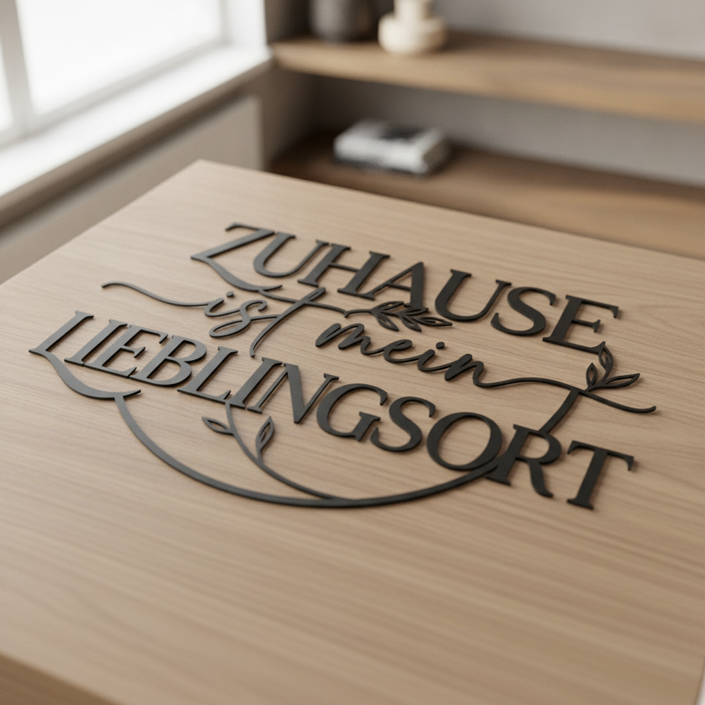 Metallschild mit Spruch Zuhause ist mein Lieblingsort aus schwarzem Stahl – Bild 6