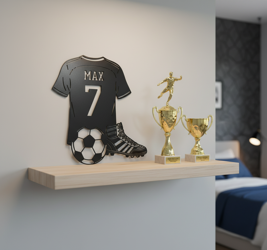 Personalisiertes Fußballtrikot Metallschild mit Name und Nummer aus Stahl – Bild 8