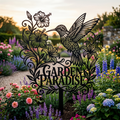 Kolibri Gartenparadies mit Hibiskus und Lilien Gartenstecker – Bild 1