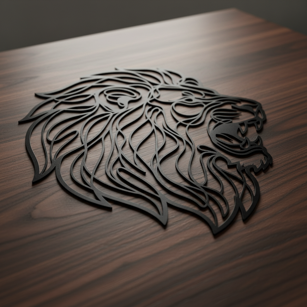 Personalized roaring lion head metal sign with name in black steel – image 3