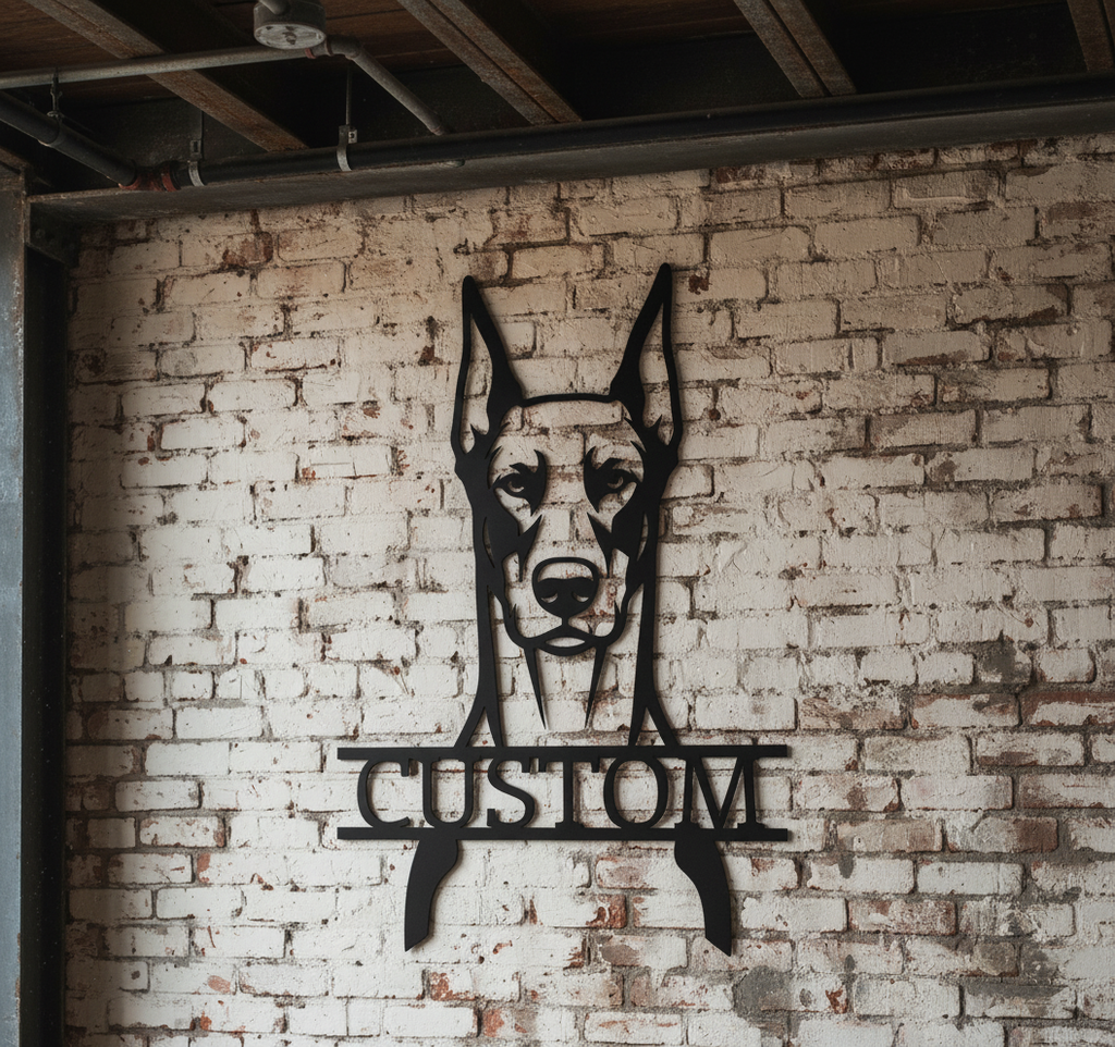 Personalisiertes Dobermann Kopf Metallschild – Bild 2