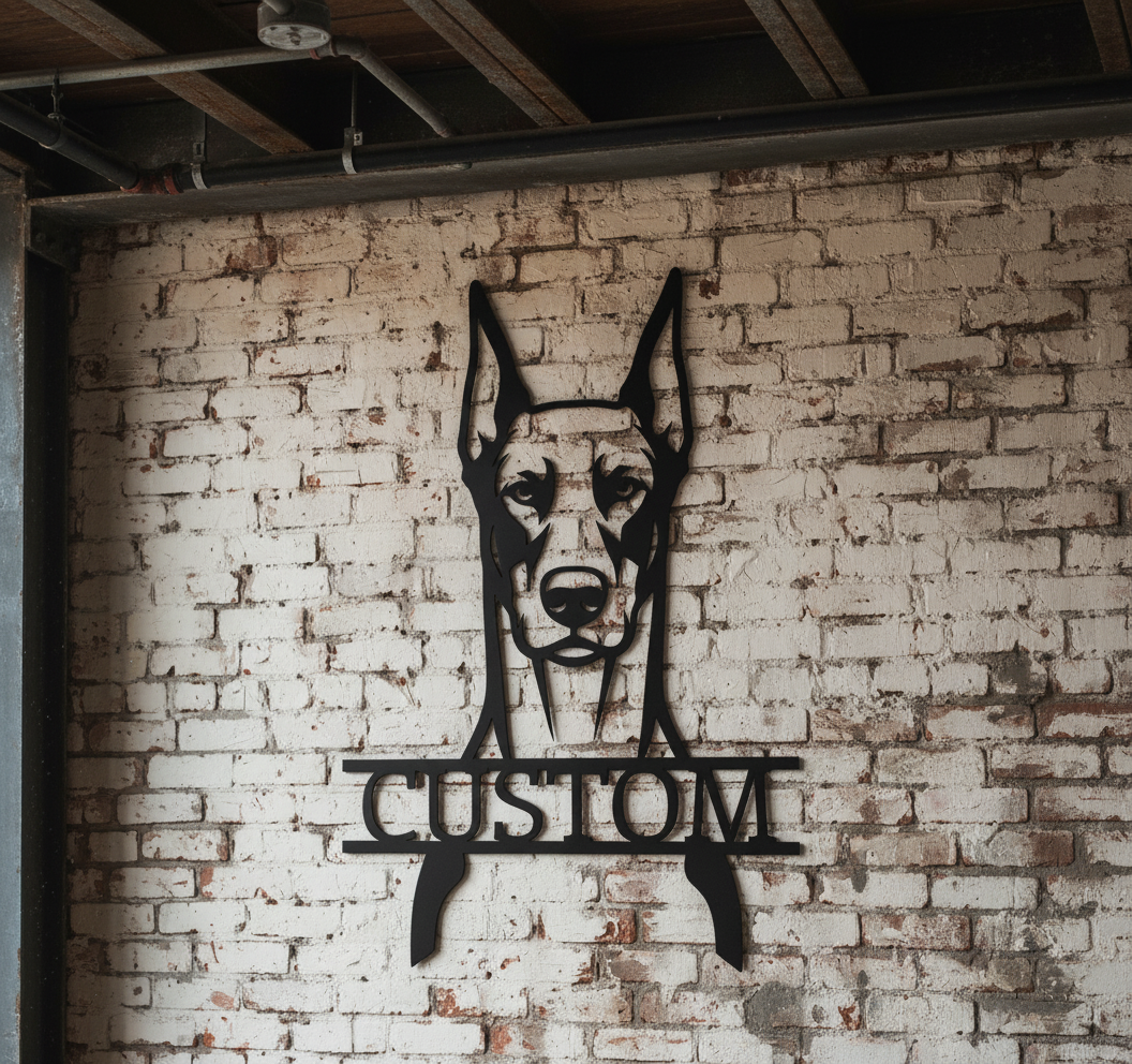 Personalisiertes Dobermann Kopf Metallschild – Bild 2