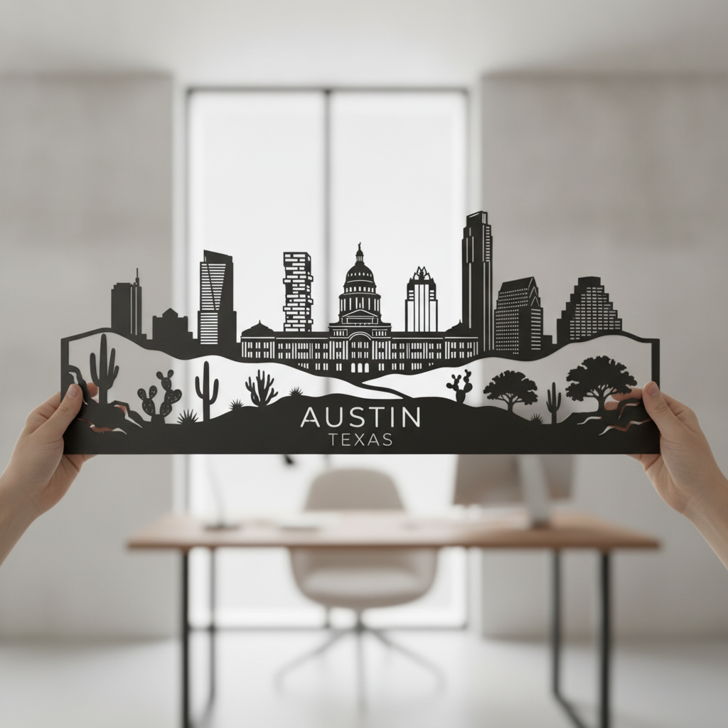 Austin Texas Skyline Metall Wanddeko – Bild 6