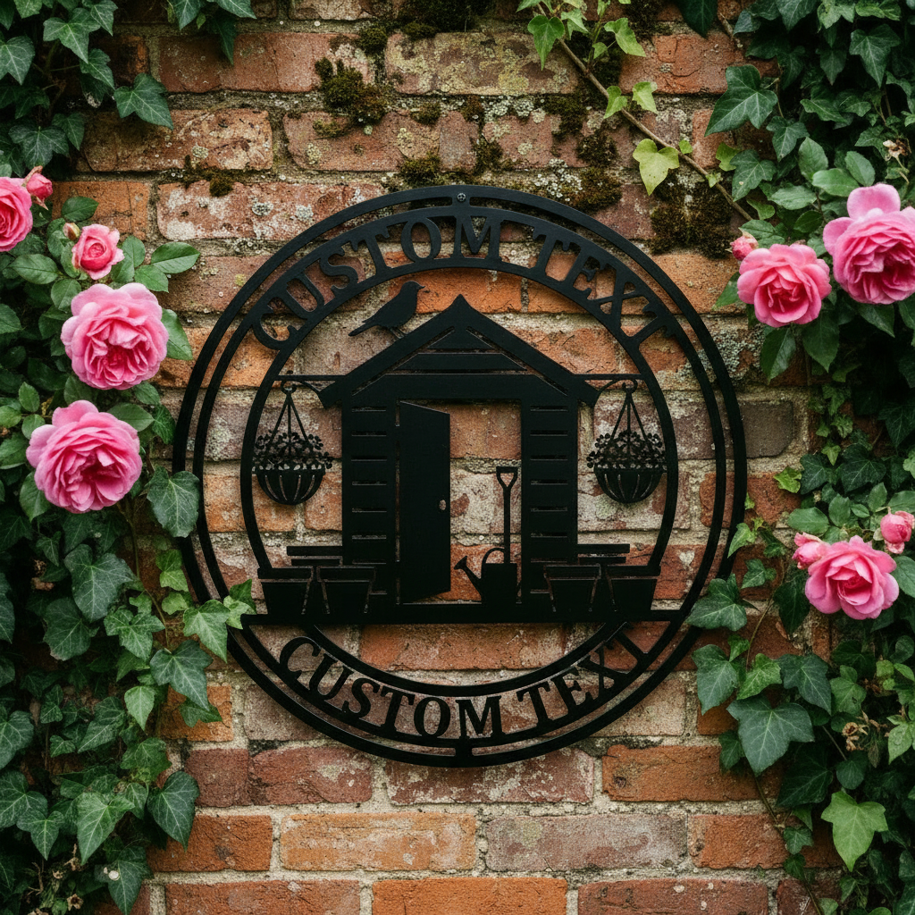 Personalisiertes Gartenhaus Schild mit Namen aus schwarzem Stahl – Bild 2