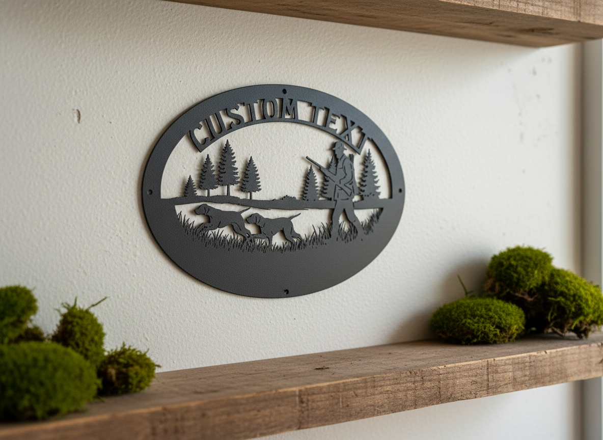 Personalisiertes Jäger Metallschild mit Jagdhunden – Bild 2