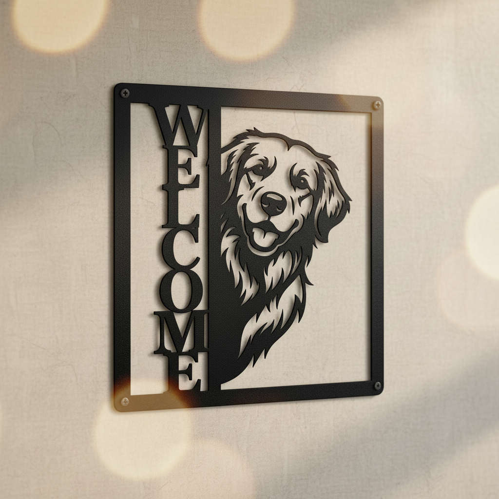 Golden Retriever Willkommen Metallschild