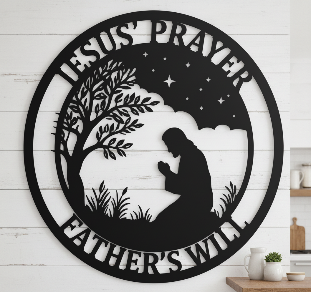Betender Jesus in Gethsemane unter dem Baum Metallschild rund – Bild 5