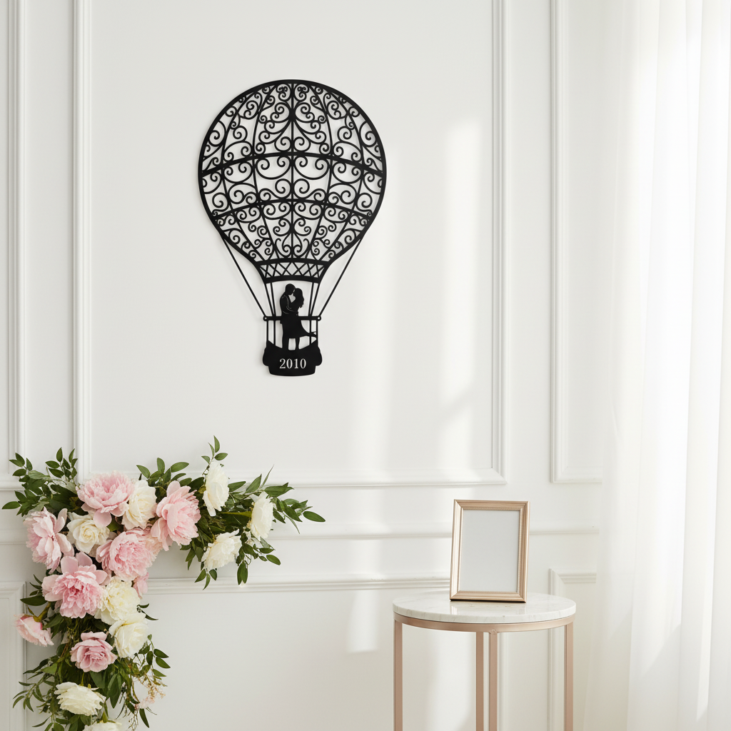 Personalized hot air balloon couple metal sign with names and year – image 10