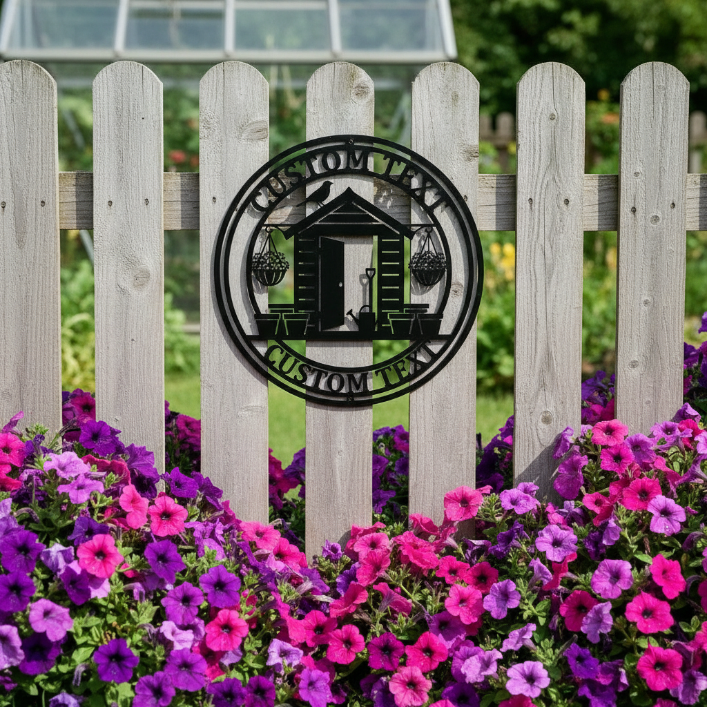 Personalisiertes Gartenhaus Schild mit Namen aus schwarzem Stahl – Bild 4