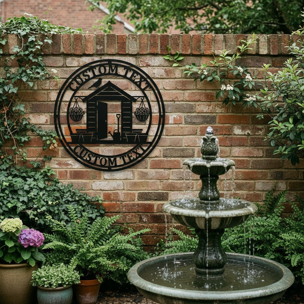 Personalisiertes Gartenhaus Schild mit Namen aus schwarzem Stahl – Bild 7