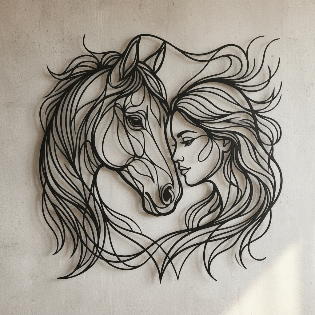 Mädchen und Pferd Metallschild
