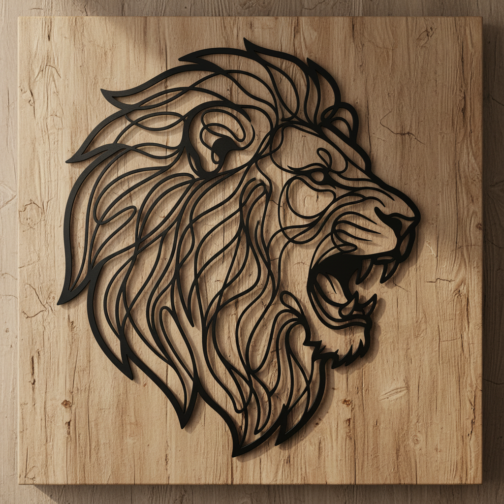 Personalized roaring lion head metal sign with name in black steel – image 10