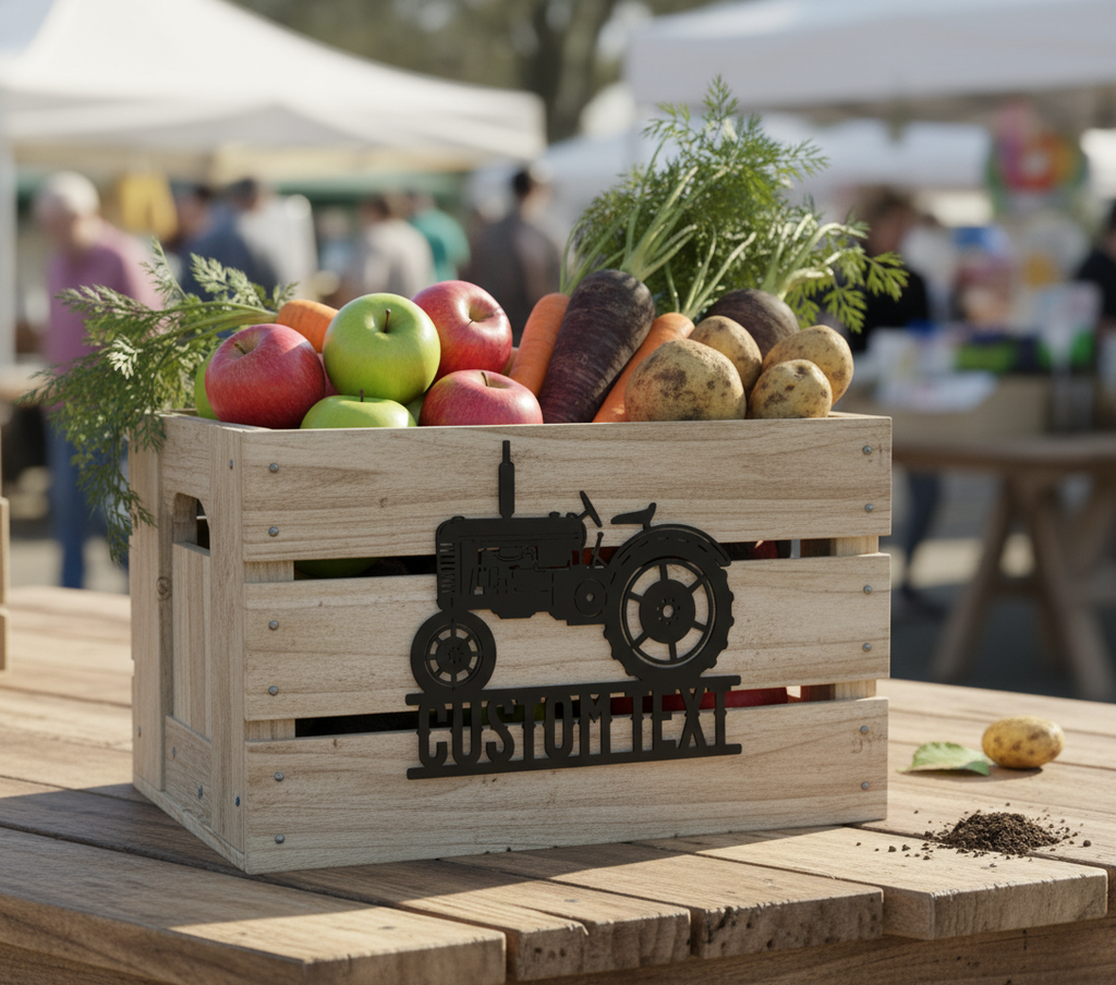 Personalized vintage tractor metal sign with farm name in black steel – image 10