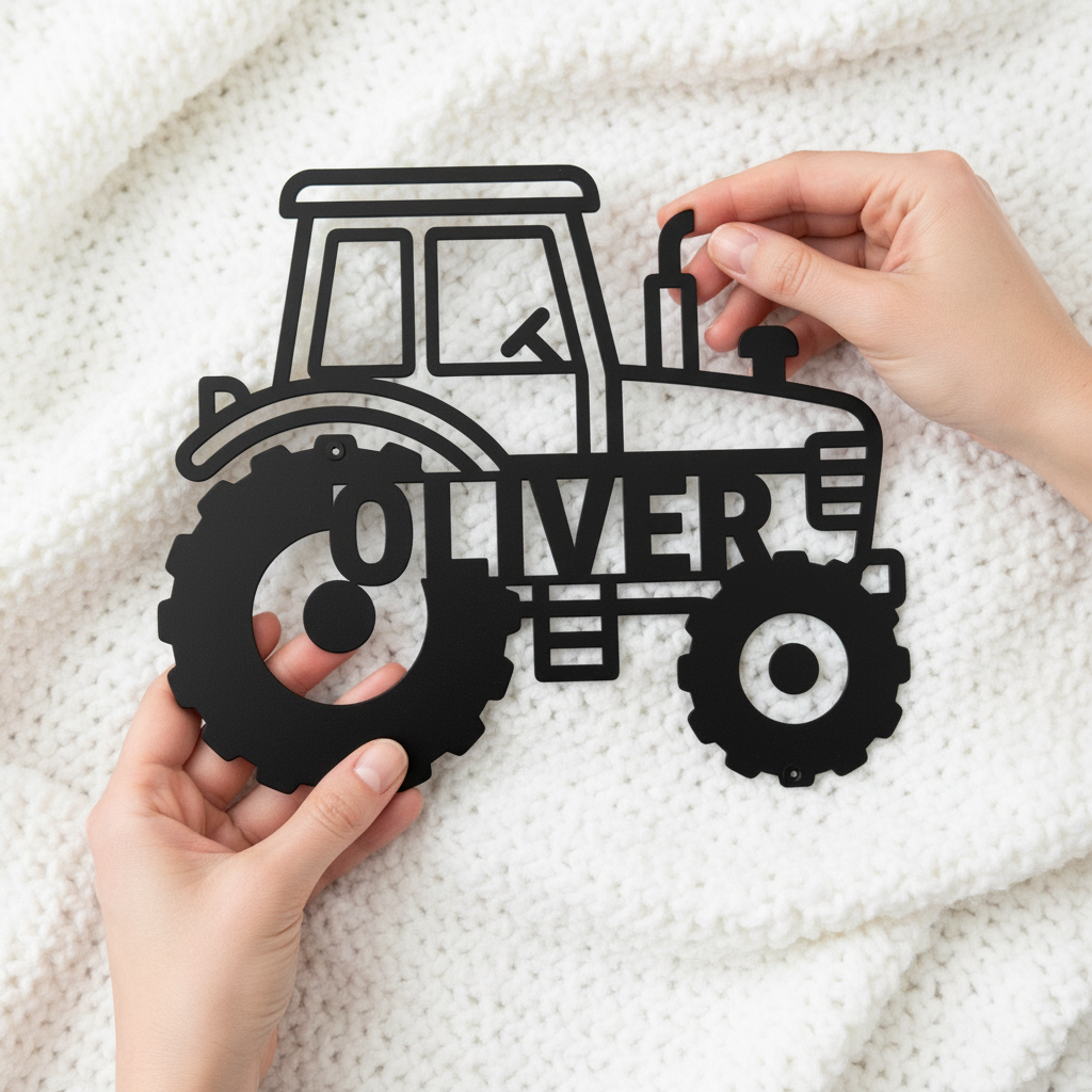 Personalisiertes Traktor Kindername Metallschild – Bild 4
