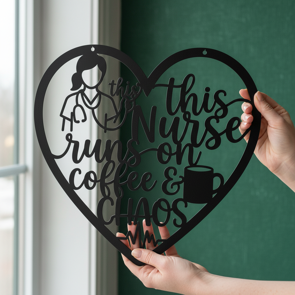 This nurse runs on coffee and chaos Herz Metallschild – Bild 6