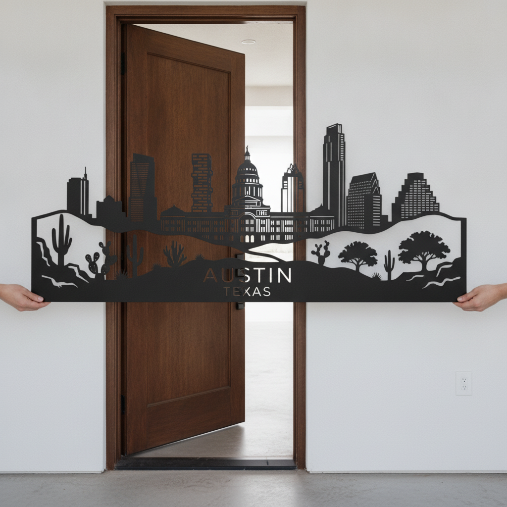Austin Texas Skyline Metall Wanddeko – Bild 8