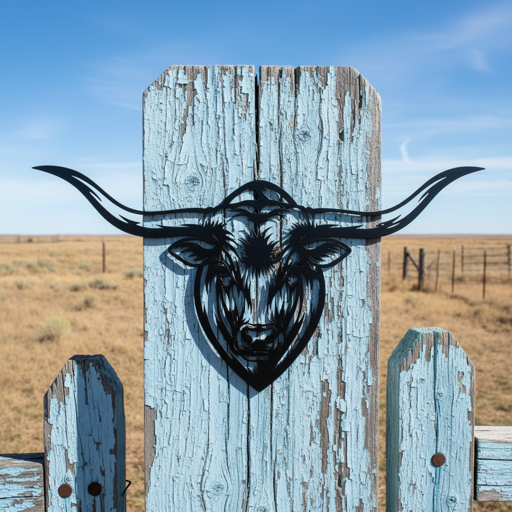 Longhorn Stierkopf Wanddeko mit ausladenden Hörnern aus schwarzem Stahl – Bild 8