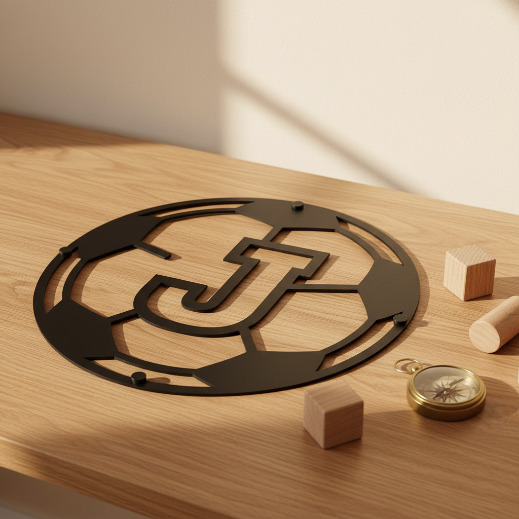 Personalisiertes Fußball Monogramm Metallschild – Bild 1